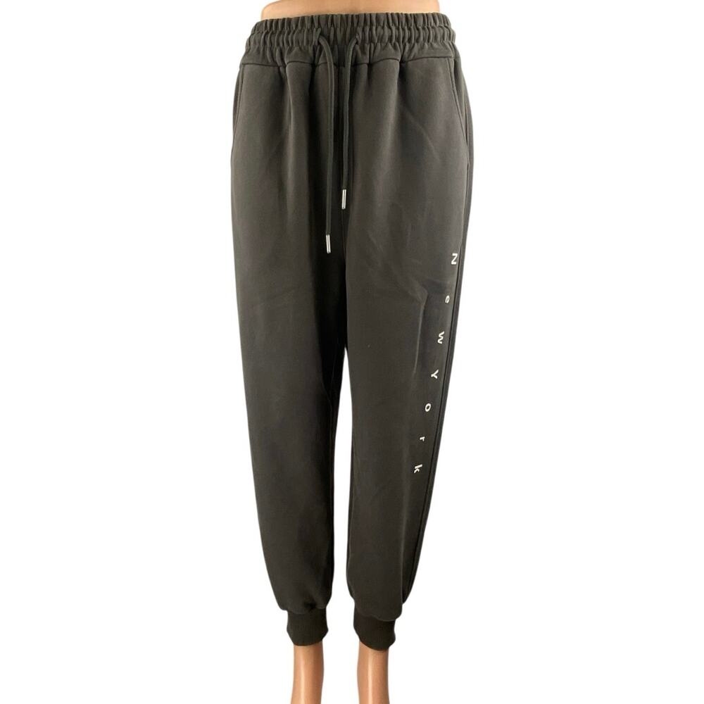 Dear Xiuer Women's Gray New York Drawstring Tapered Athletic Sweat Pants Size L